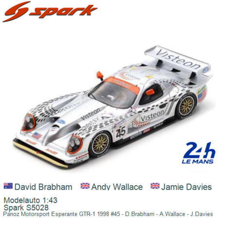 Modelauto 1:43 | Spark S5028 | Panoz Motorsport Esperante GTR-1 1998 #45 - D.Brabham - A.Wallace - J.Davies