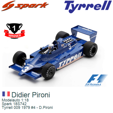 Modelauto 1:18 | Spark 18S742 | Tyrrell 009 1979 #4 - D.Pironi