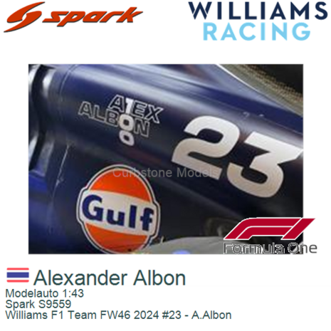 Modelauto 1:43 | Spark S9559 | Williams F1 Team FW46 2024 #23 - A.Albon