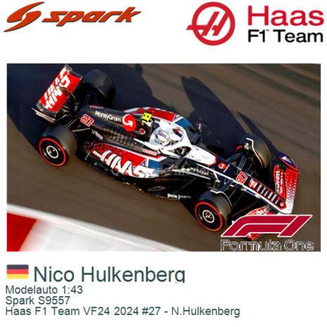 Modelauto 1:43 | Spark S9557 | Haas F1 Team VF24 2024 #27 - N.Hulkenberg