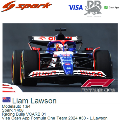 Modelauto 1:64 | Spark Y408 | Racing Bulls VCARB 01 | Visa Cash App Formula One Team 2024 #30 - L.Lawson