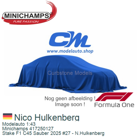 Modelauto 1:43 | Minichamps 417250127 | Stake F1 C45 Sauber 2025 #27 - N.Hulkenberg
