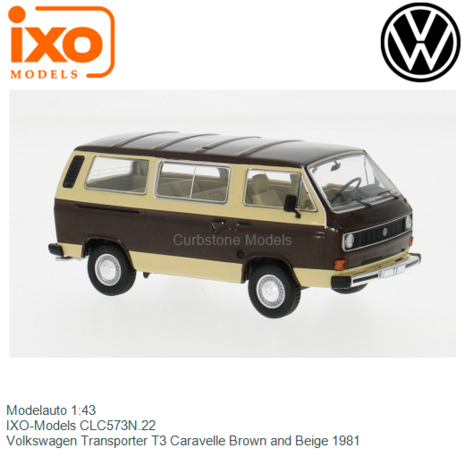 Modelauto 1:43 | IXO-Models CLC573N.22 | Volkswagen Transporter T3 Caravelle Brown and Beige 1981