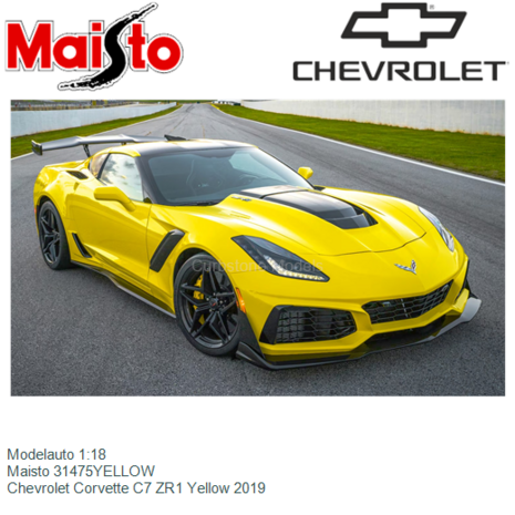 Modelauto 1:18 | Maisto 31475YELLOW | Chevrolet Corvette C7 ZR1 Yellow 2019