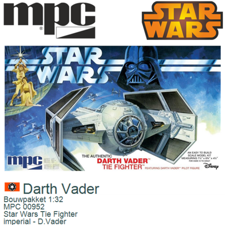 Bouwpakket 1:32 | MPC 00952 | Star Wars Tie Fighter | imperial - D.Vader