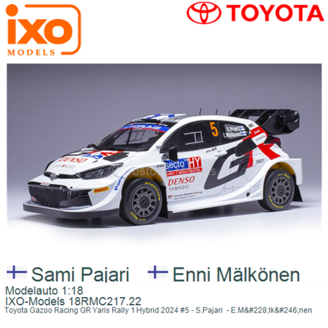 Modelauto 1:18 | IXO-Models 18RMC217.22 | Toyota Gazoo Racing GR Yaris Rally 1 Hybrid 2024 #5 - S.Pajari  - E.M&#228;lk&amp