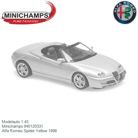 Modelauto 1:43 | Minichamps 940120331 | Alfa Romeo Spider Yellow 1998