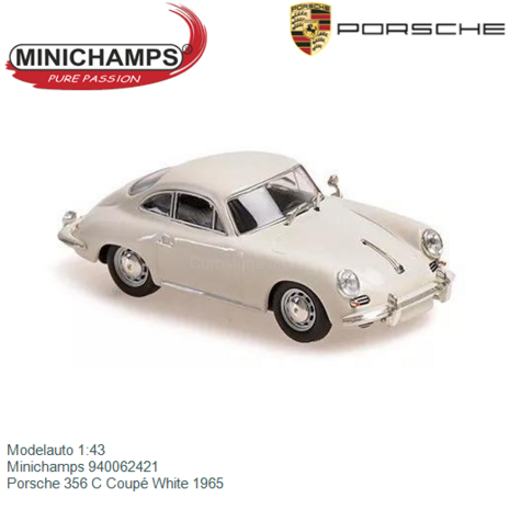 Modelauto 1:43 | Minichamps 940062421 | Porsche 356 C Coupé White 1965