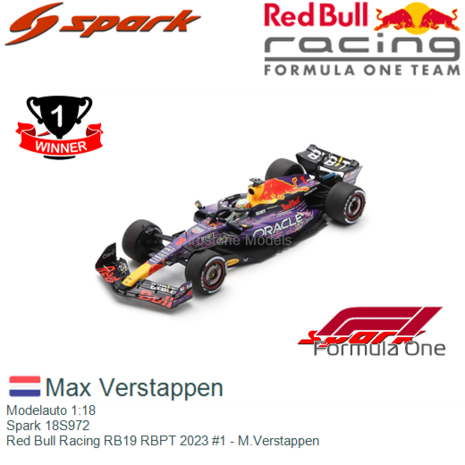 Modelauto 1:18 | Spark 18S972 | Red Bull Racing RB19 RBPT 2023 #1 - M.Verstappen