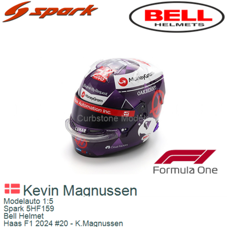 Modelauto 1:5 | Spark 5HF159 | Bell Helmet | Haas F1 2024 #20 - K.Magnussen