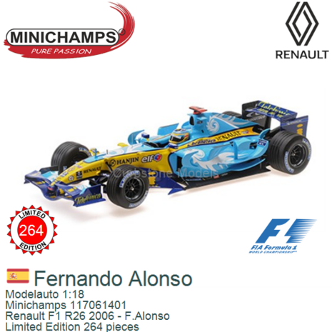 Modelauto 1:18 | Minichamps 117061401 | Renault F1 R26 2006 - F.Alonso