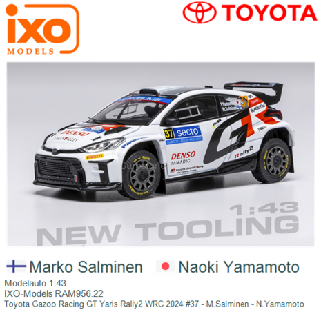 Modelauto 1:43 | IXO-Models RAM956.22 | Toyota Gazoo Racing GT Yaris Rally2 WRC 2024 #37 - M.Salminen - N.Yamamoto