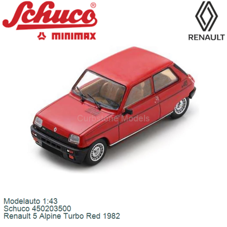 Modelauto 1:43 | Schuco 450203500 | Renault 5 Alpine Turbo Red 1982