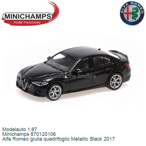 Modelauto 1:87 | Minichamps 870120106 | Alfa Romeo giulia quadrifoglio Metallic Black 2017