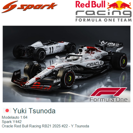 Modelauto 1:64 | Spark Y442 | Oracle Red Bull Racing RB21 2025 #22 - Y.Tsunoda