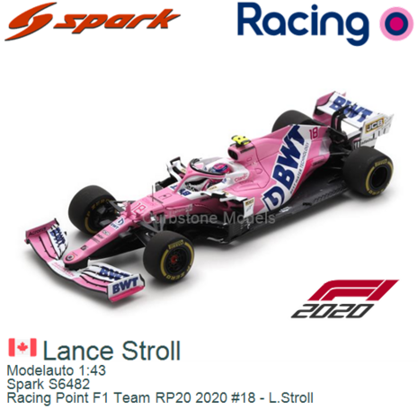 Modelauto 1:43 | Spark S6482 | Racing Point F1 Team RP20 2020 #18 - L.Stroll