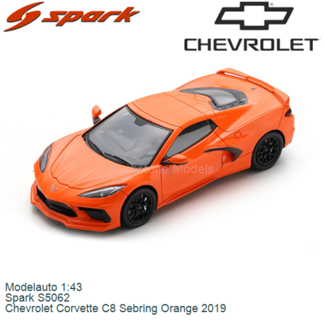 Modelauto 1:43 | Spark S5062 | Chevrolet Corvette C8 Sebring Orange 2019