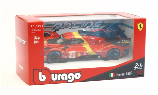 Modelauto 1:43 | Bburago 18-36322-24#51 | Ferrari 499P Hypercar | AF-Corse 2023 #51 - J.Calado - A.Giovinazzi - A.Pier Guidi