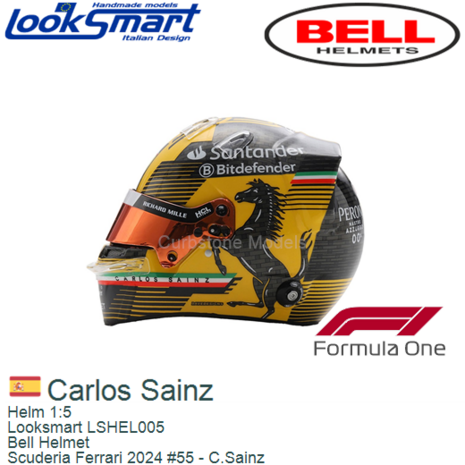 Helm 1:5 | Looksmart LSHEL005 | Bell Helmet | Scuderia Ferrari 2024 #55 - C.Sainz