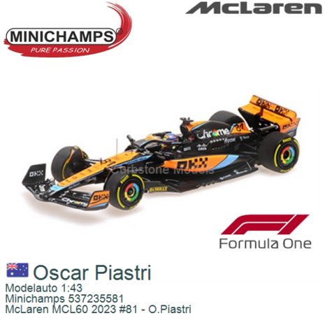 Modelauto 1:43 | Minichamps 537235581 | McLaren MCL60 2023 #81 - O.Piastri