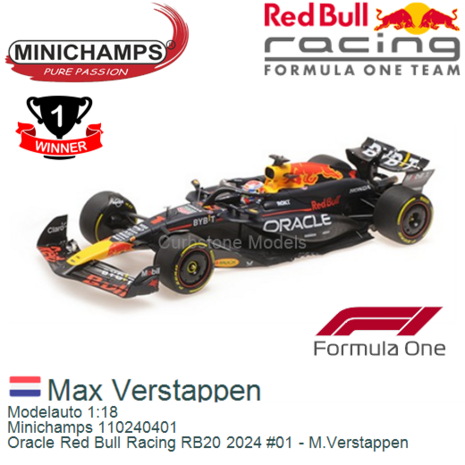Modelauto 1:18 | Minichamps 110240401 | Oracle Red Bull Racing RB20 2024 #01 - M.Verstappen