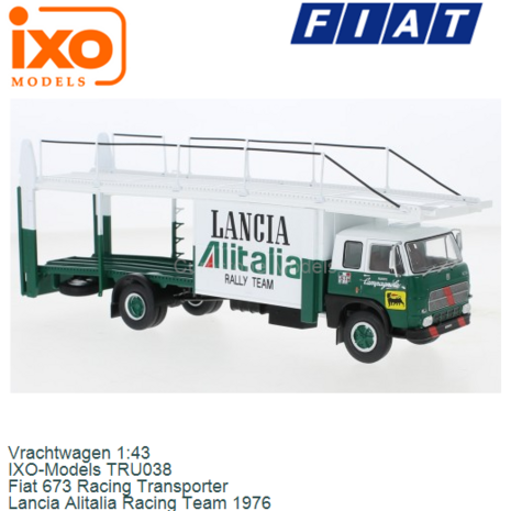 Vrachtwagen 1:43 | IXO-Models TRU038 | Fiat 673 Racing Transporter | Lancia Alitalia Racing Team 1976
