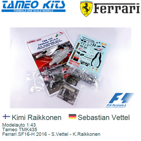 Modelauto 1:43 | Tameo TMK435 | Ferrari SF16-H 2016 - S.Vettel - K.Raikkonen