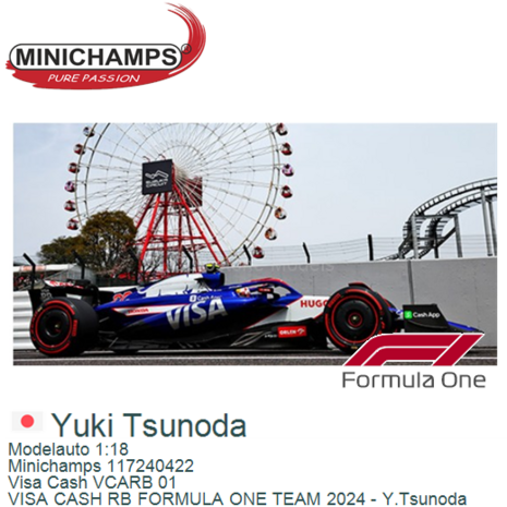 Modelauto 1:18 | Minichamps 117240422 | Visa Cash VCARB 01 | VISA CASH RB FORMULA ONE TEAM 2024 - Y.Tsunoda