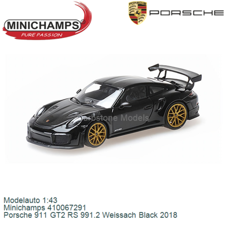 Modelauto 1:43 | Minichamps 410067291 | Porsche 911 GT2 RS 991.2 Weissach Black 2018