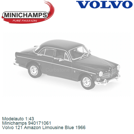 Modelauto 1:43 | Minichamps 940171061 | Volvo 121 Amazon Limousine Blue 1966