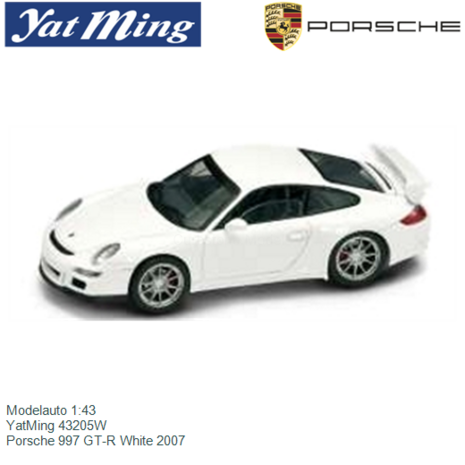 Modelauto 1:43 | YatMing 43205W | Porsche 997 GT-R White 2007