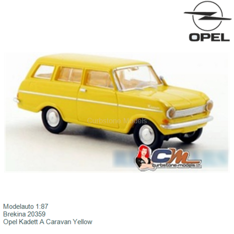 Modelauto 1:87 | Brekina 20359 | Opel Kadett A Caravan Yellow