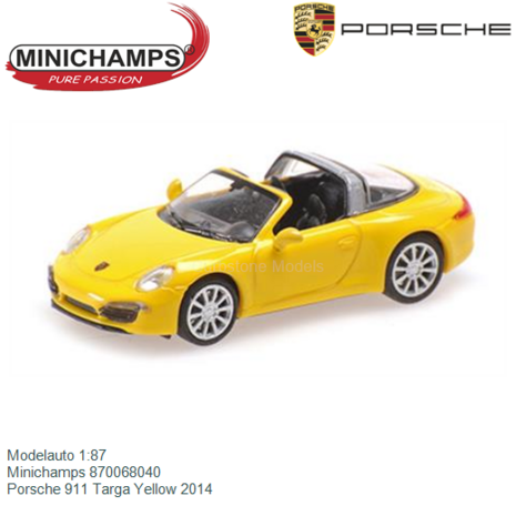Modelauto 1:87 | Minichamps 870068040 | Porsche 911 Targa Yellow 2014