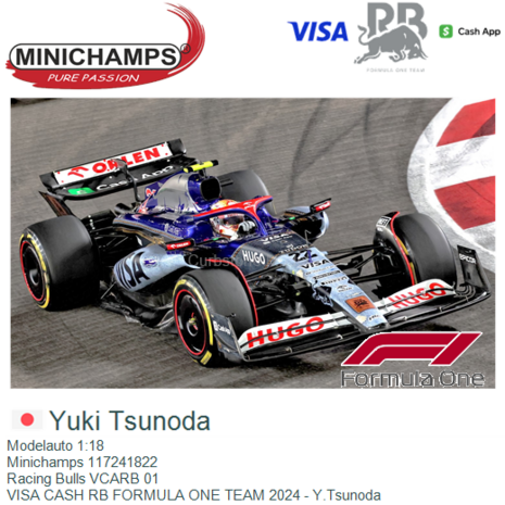 Modelauto 1:18 | Minichamps 117241822 | Racing Bulls VCARB 01 | VISA CASH RB FORMULA ONE TEAM 2024 - Y.Tsunoda