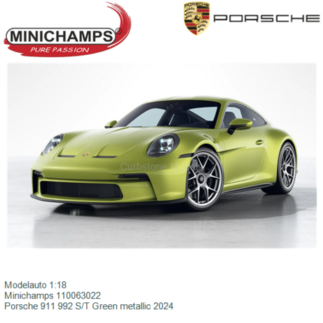 Modelauto 1:18 | Minichamps 110063022 | Porsche 911 992 S/T Green metallic 2024