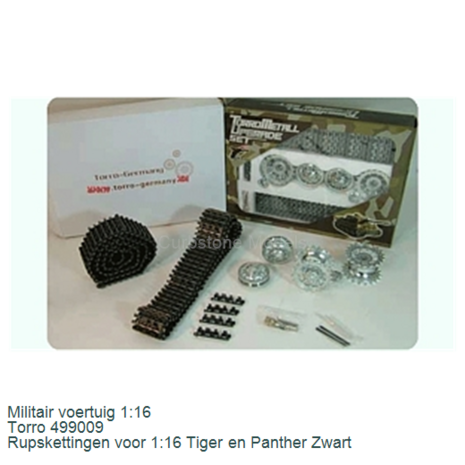 Militair voertuig 1:16 | Torro 499009 | Rupskettingen voor 1:16 Tiger en Panther Zwart