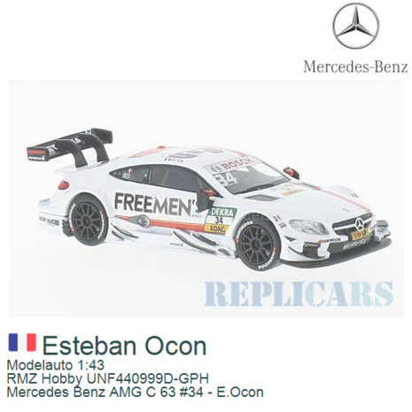 Modelauto 1:43 | RMZ Hobby UNF440999D-GPH | Mercedes Benz AMG C 63 #34 - E.Ocon