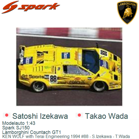 Modelauto 1:43 | Spark SJ150 | Lamborghini Countach GT1 | KEN WOLF with Terai Engineering 1994 #88 - S.Izekawa - T.Wada