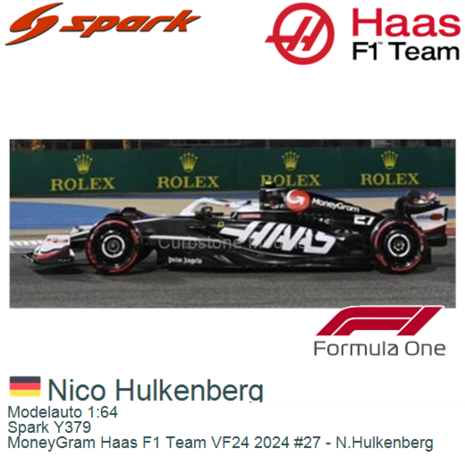 Modelauto 1:64 | Spark Y379 | MoneyGram Haas F1 Team VF24 2024 #27 - N.Hulkenberg