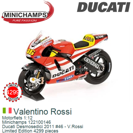 Motorfiets 1:12 | Minichamps 122100146 | Ducati Desmosedici 2011 #46 - V.Rossi