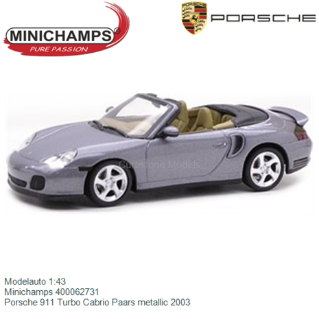 Modelauto 1:43 | Minichamps 400062731 | Porsche 911 Turbo Cabrio Paars metallic 2003