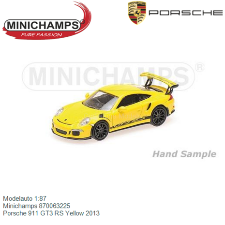 Modelauto 1:87 | Minichamps 870063225 | Porsche 911 GT3 RS Yellow 2013