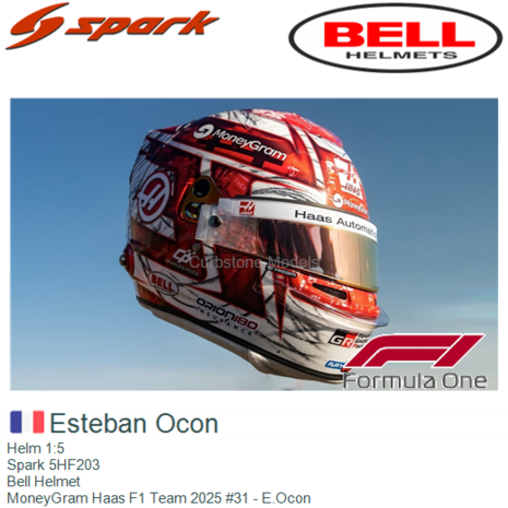 Helm 1:5 | Spark 5HF203 | Bell Helmet | MoneyGram Haas F1 Team 2025 #31 - E.Ocon