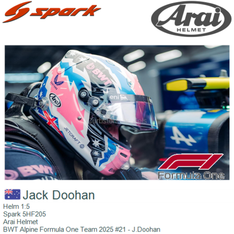 Helm 1:5 | Spark 5HF205 | Arai Helmet | BWT Alpine Formula One Team 2025 #21 - J.Doohan