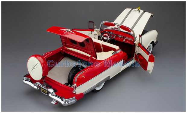 Modelauto 1:18 | Sunstar 5058 | Pontiac Star Chief Open Convertible Caste Gray and Bolero Red 1955