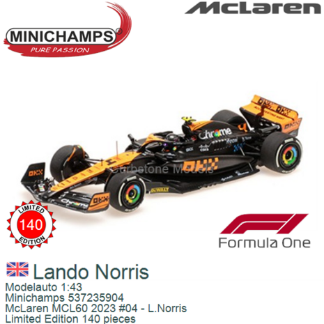 Modelauto 1:43 | Minichamps 537235904 | McLaren MCL60 2023 #04 - L.Norris