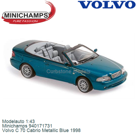Modelauto 1:43 | Minichamps 940171731 | Volvo C 70 Cabrio Metallic Blue 1998