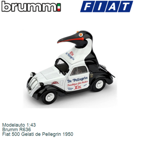Modelauto 1:43 | Brumm R636 | Fiat 500 Gelati de Pellegrin 1950