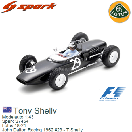 Modelauto 1:43 | Spark S7454 | Lotus 18-21 | John Dalton Racing 1962 #29 - T.Shelly