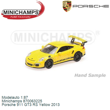 Modelauto 1:87 | Minichamps 870063225 | Porsche 911 GT3 RS Yellow 2013